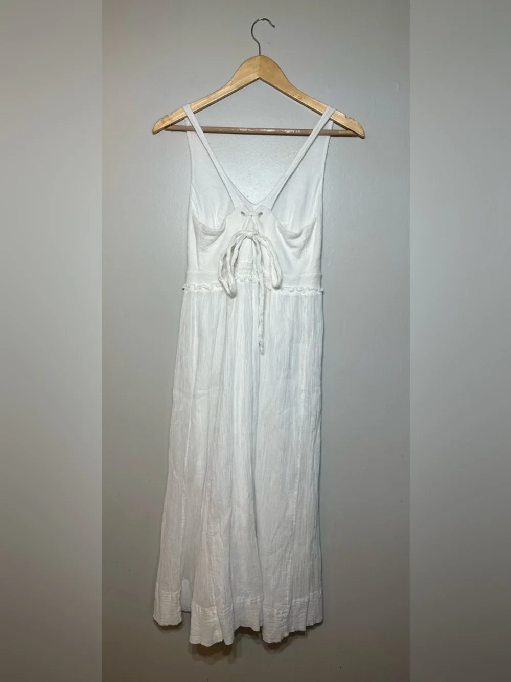 Anthropologie White cotton Maxi Dress women’s size M #classic